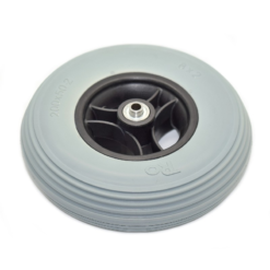 Greentyre Roue Pleine 200 X 50 - Bandage Gris - Jante Noire - Pour Axe 8 Mm